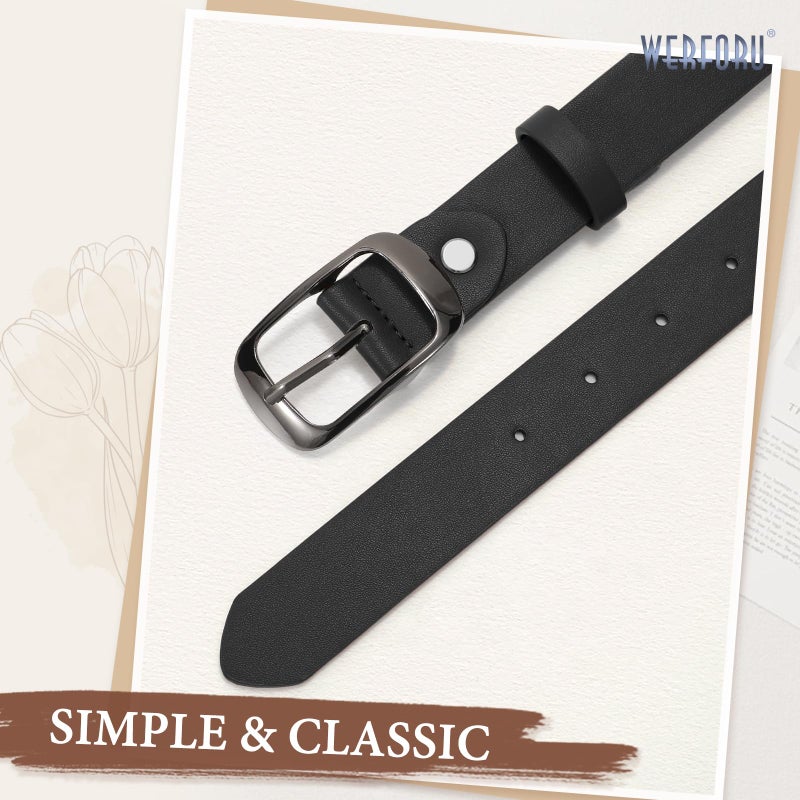 Werforu Plus Size Belt for Women Leather Belt with Metal Buckle Ladies Casual Belt for Jeans Pants - Image 3